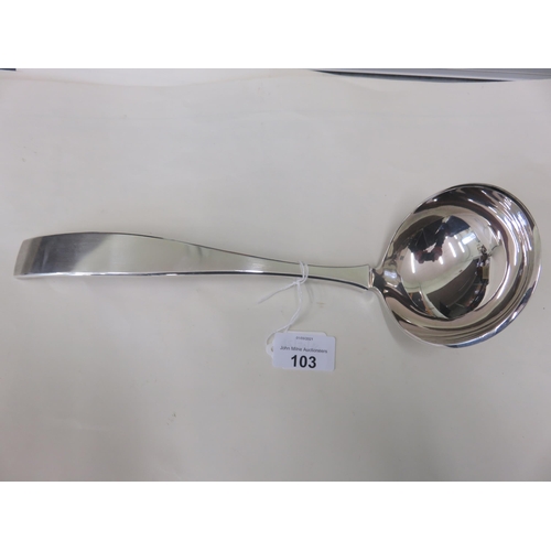 103 - Large London Hallmarked Silver Soup Ladle, 14½ troy ozs.