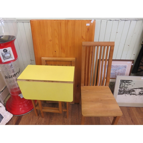 433 - Pine Table, Folding Chair, Formica Top Table, Single Chair