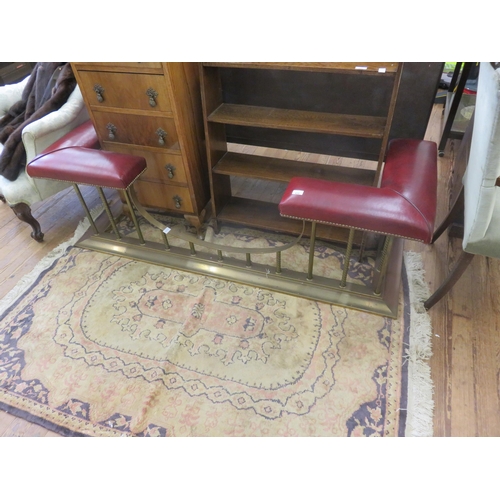 439 - Large Brass and Red Leather Fender Stool