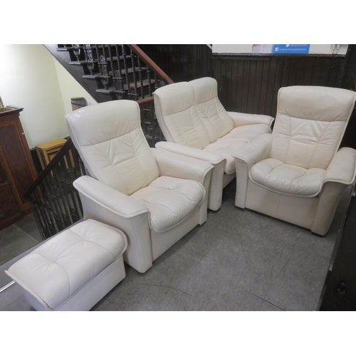 442 - Scandinavian Leather four piece Lounge Suite