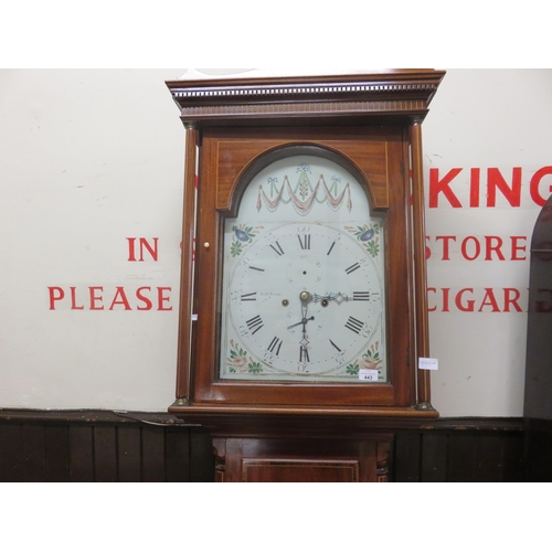 443 - Inlaid Mahogany Longcase Clock with enamel Dial, Robert Knox, Johnston