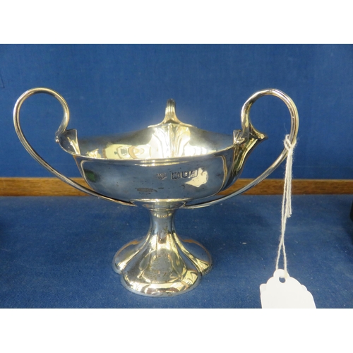 74 - Art Nouveau Style London Silver three handled cup, 8½ troy oz.