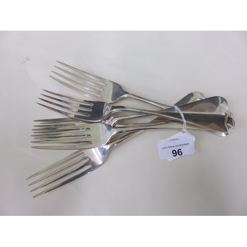 96 - Set of Six London Silver Table Forks - 15 toy oz.