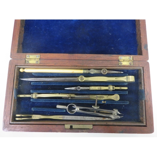 99 - Wooden Case with drawing Instruments