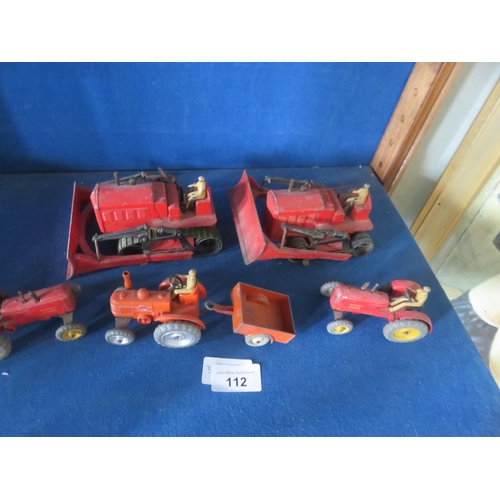 112 - Five Dinky Model Tractors (un-boxed)