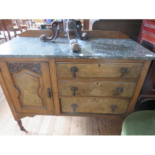 401 - Marble Top Walnut Veneer Washstand