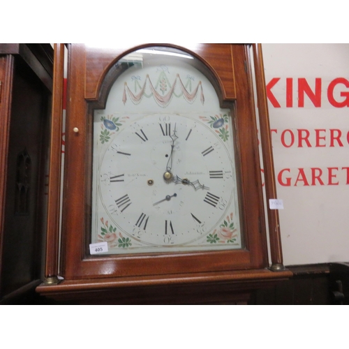 405 - Mahogany Long Cased Clock with Painted Dial.  Rob Knox Johnston