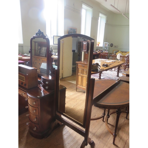 406 - Large Oak Cheval Mirror