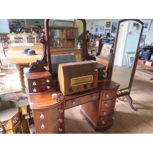 408 - 19th Century Flame Mahogany Dressing Table with later handles