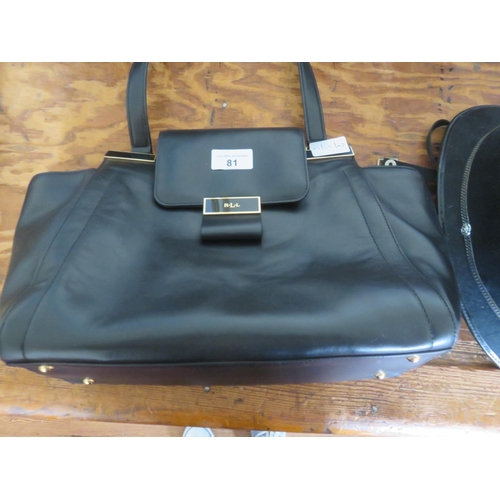 81 - Lady's Black Leather Ralph Lauren Handbag