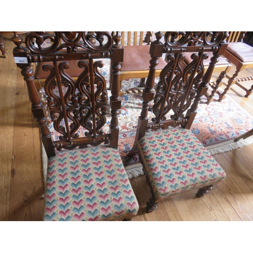 367 - Pair of Victorian Heavily Carved Hall Chairs