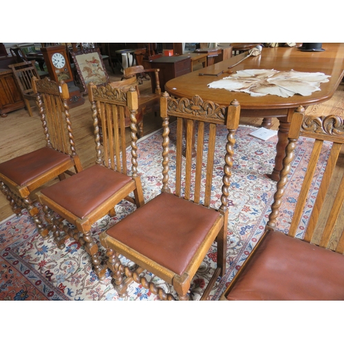 370 - Set of four Carved Oak Twist Dining Chairs