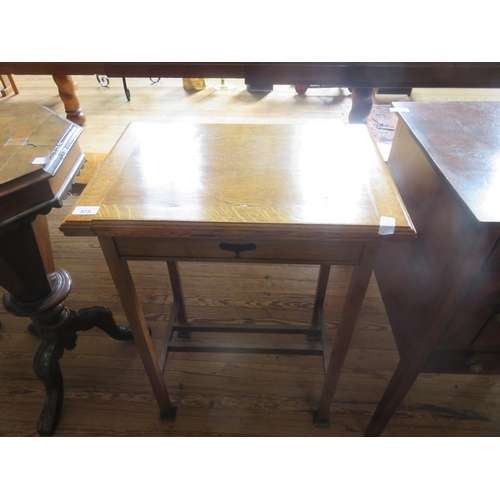 373 - Arts & Crafts Period Oak Lift Over Card Table