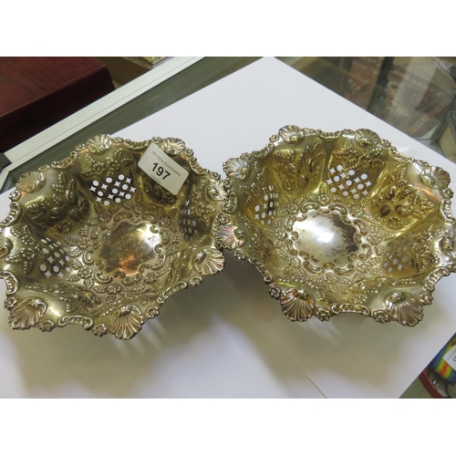 197 - Pair of pierced Silver Dishes 220g