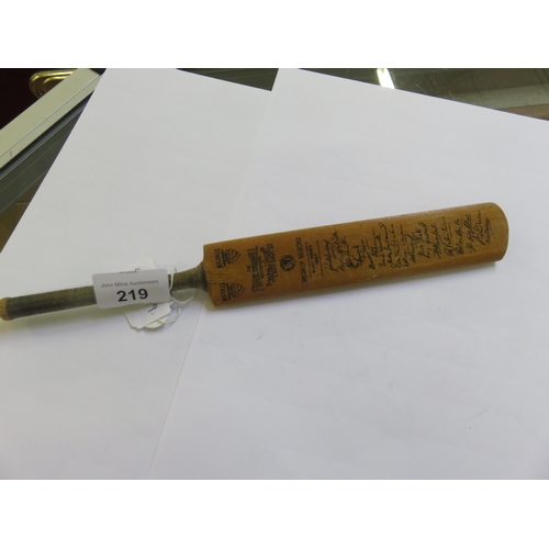 219 - Nicolls 1957 West Indies Miniature Autographed Cricket Bat