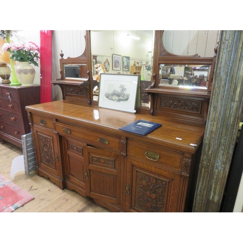 443 - Oak Mirror Backed Sideboard