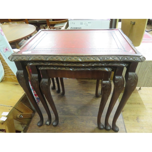 451 - Leather topped Nest of Tables