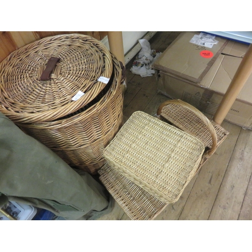 458 - Four pieces of Wicker Work Basketry including Laundry Basket