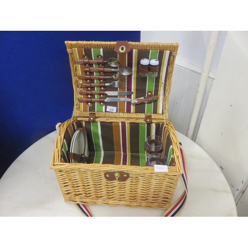 436 - Wicker Picnic Box with Contents