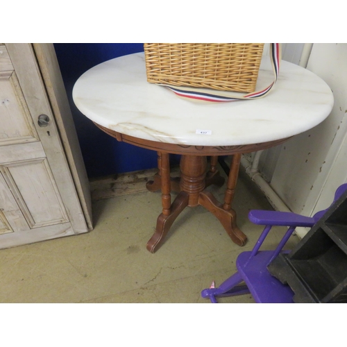 437 - Mahogany and Marble Circle Table