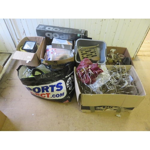 441 - Large Lot of Boxed Bric-a-Brac - Metalware, Tripod, Scales, etc