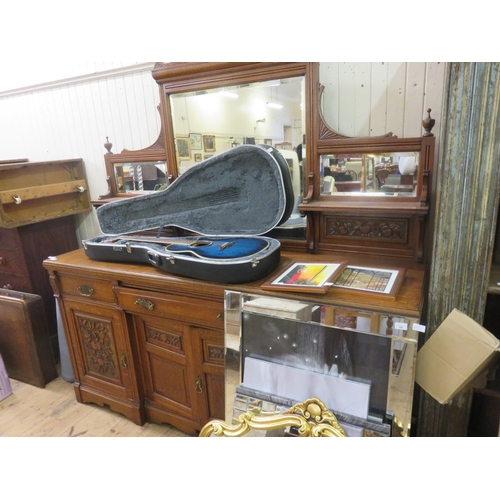 435 - Edwardian Oak Mirror Back Sideboard