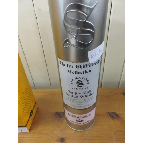2 - Edradour un-chilled Filter Collection 10 year old Highland single Malt Scotch whisky in silver metal... 