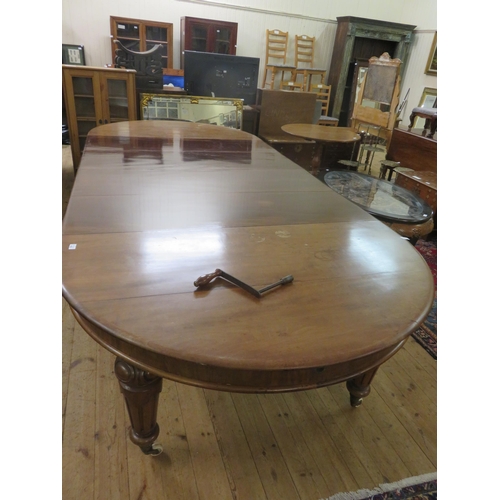 432 - Victorian Mahogany D End Wind Out Dining Table with Four Leaves