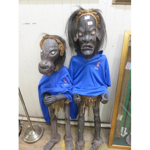 451 - Two Wooden Tribal Standing Figures