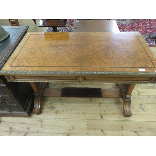 453 - Inlaid Burr Walnut and Gilt Mounted two drawer side Table