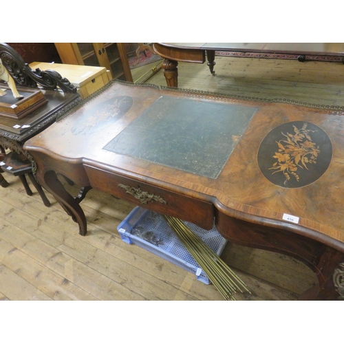 456 - Inlaid Marquetry Desk with ormolu mounts on Cabriole legs with one drawer