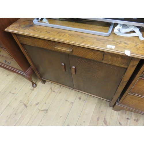 466 - Oak Two Doored Unit with Drawer