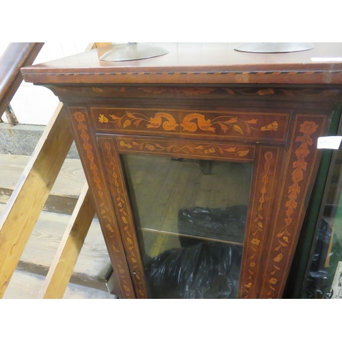 469 - Tall Narrow Marquetry Cabinet with glazed door