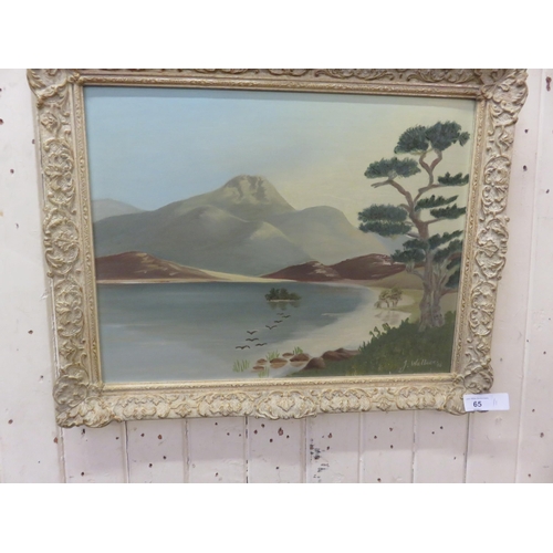 65 - Gilt Framed Oil Painting Signed J. Wallace '66