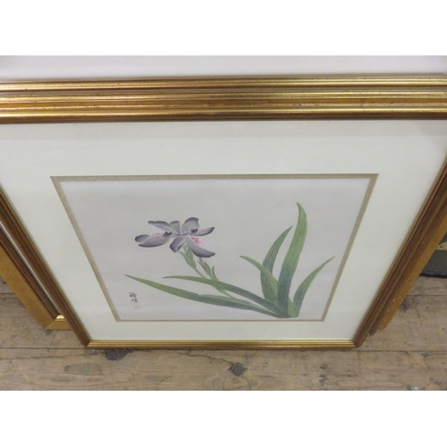 94 - Three Framed Eastern Style Pictures of Flowers