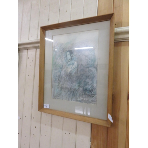 95 - Framed Abstract Pastel Drawing 