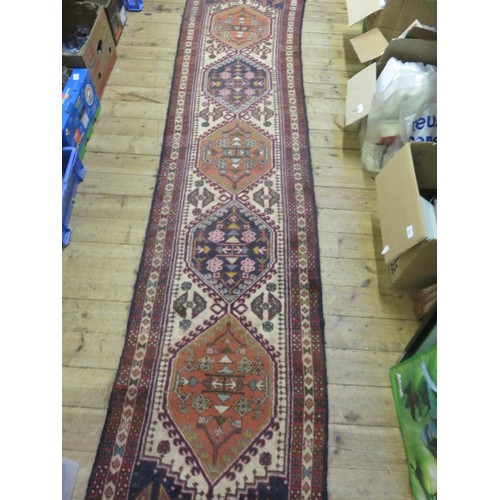 487 - Handwoven Persian Mishkin Runner, 297 x 72 ins.