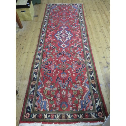 488 - Handwoven Red Ground Persian Soruk Runner, central mnedallion