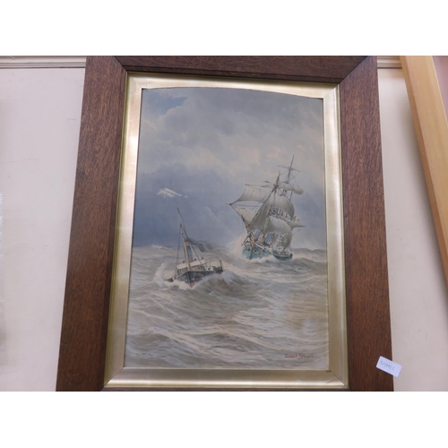 6 - Maritime Scene, Ernest Stuart, in plain oak frame