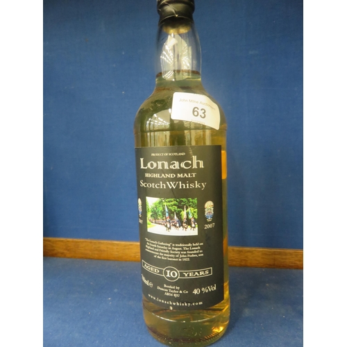 63 - Bottle of Lonach 10 year old Whisky