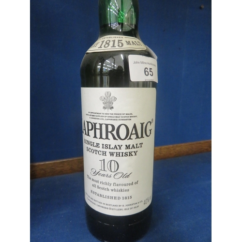 65 - Bottle of Laphroaig 10 year old Whisky