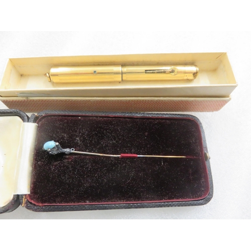 88 - Stick Pin and  Gold Plated Fountain Pen