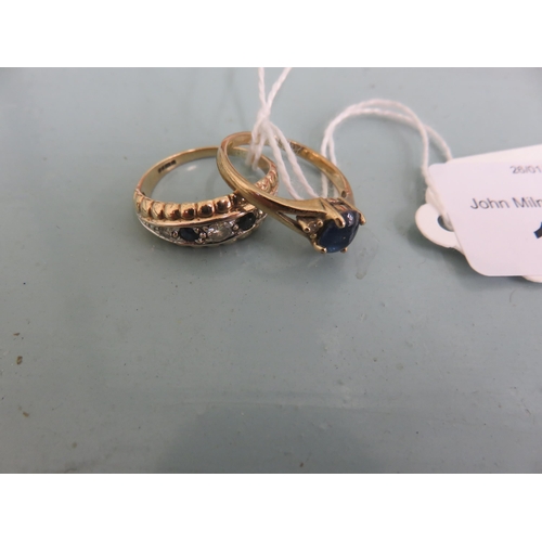 103 - Two 9ct Gold and Sapphire Dress Rings