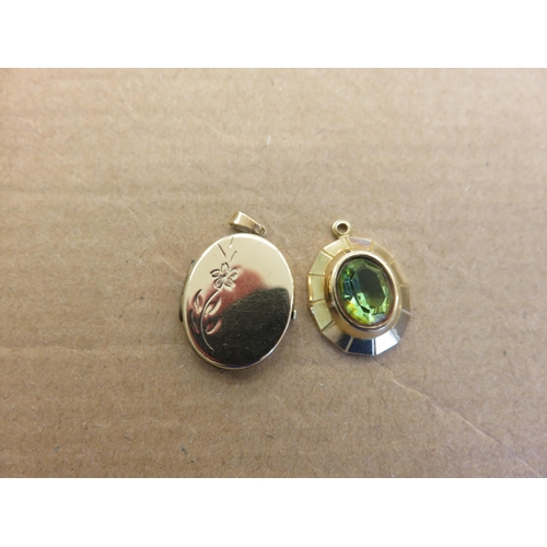 115 - 9ct. Gold Locket, 9ct. Gold and Peridot Pendant