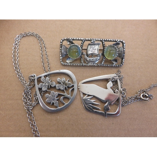 117 - Two Silver Pendants on Chain and one other