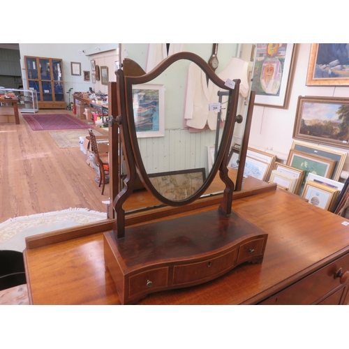 384 - Mahogany Inlaid Dressing Mirror in shield style