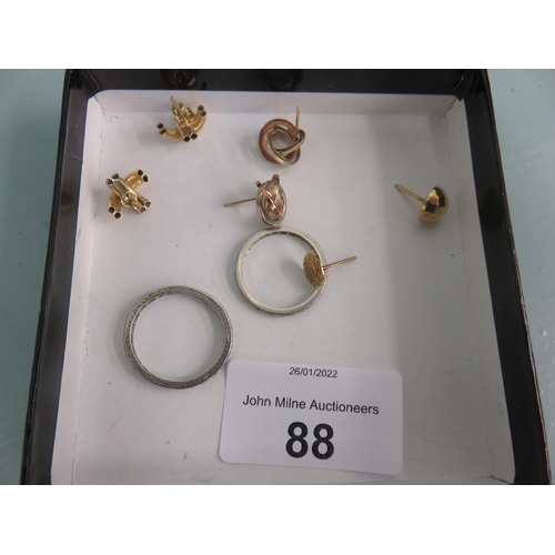 88 - Two Dress Rings plus small lot of Earrings