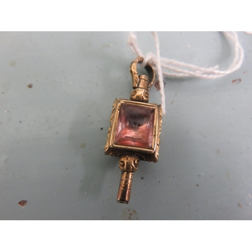 90 - Antique Agate and Gem Pocket Watch Key