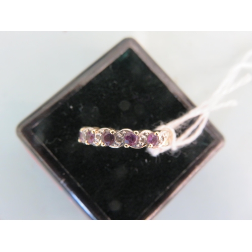 103 - 9ct Gold Amethyst Diamond Chip Ring