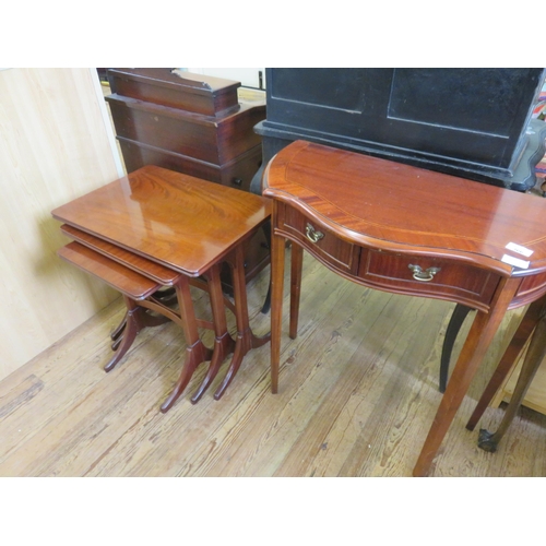 366 - Modern Mahogany Hall Table and Nest of three Tables